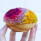 Midi Puff in Olive Wood Frame | Magenta + Mustard