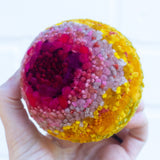 Midi Puff in Olive Wood Frame | Magenta + Mustard