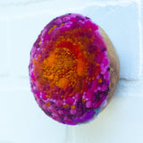 Midi Puff in Olive Wood Frame | Orange + Hot Pink