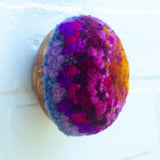 Midi Puff in Olive Wood Frame | Orange + Hot Pink