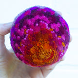 Midi Puff in Olive Wood Frame | Orange + Hot Pink