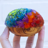 Midi Puff in Olive Wood Frame | Jewel Tones