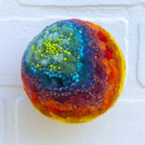 Midi Puff in Olive Wood Frame | Rainbow Bright