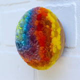 Midi Puff in Olive Wood Frame | Rainbow Bright