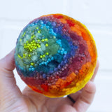 Midi Puff in Olive Wood Frame | Rainbow Bright