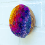 Midi Puff in Olive Wood Frame | Hot Pink Sunset