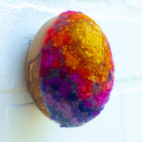 Midi Puff in Olive Wood Frame | Hot Pink Sunset