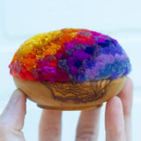 Midi Puff in Olive Wood Frame | Hot Pink Sunset