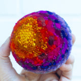 Midi Puff in Olive Wood Frame | Hot Pink Sunset