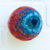 Midi Puff in Olive Wood Frame | Blue + Rose