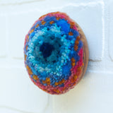 Midi Puff in Olive Wood Frame | Blue + Rose