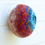 Midi Puff in Olive Wood Frame | Blue + Rose