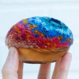 Midi Puff in Olive Wood Frame | Blue + Rose