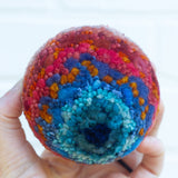 Midi Puff in Olive Wood Frame | Blue + Rose