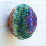 Midi Puff in Olive Wood Frame | Purple + Green