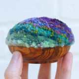 Midi Puff in Olive Wood Frame | Purple + Green