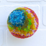 Midi Puff in Olive Wood Frame | Rainbow in Blue Skies