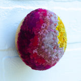 Midi Puff in Olive Wood Frame | Mustard + Pink