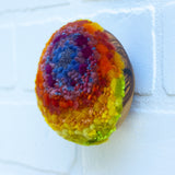 Midi Puff in Olive Wood Frame | Rainbow