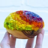 Midi Puff in Olive Wood Frame | Rainbow