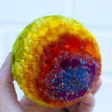 Midi Puff in Olive Wood Frame | Rainbow