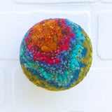 Midi Puff in Olive Wood Frame | Orange + Green