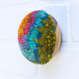 Midi Puff in Olive Wood Frame | Orange + Green