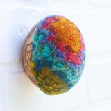 Midi Puff in Olive Wood Frame | Orange + Green