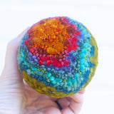 Midi Puff in Olive Wood Frame | Orange + Green