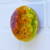 Midi Puff in Olive Wood Frame | Tropical Rainbow