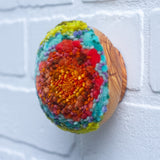 Midi Puff in Olive Wood Frame | Orange + Green