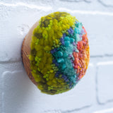 Midi Puff in Olive Wood Frame | Orange + Green