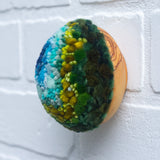 Midi Puff in Olive Wood Frame | Blue + Green