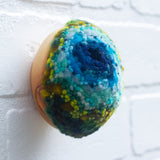 Midi Puff in Olive Wood Frame | Blue + Green