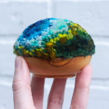 Midi Puff in Olive Wood Frame | Blue + Green