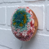 Midi Puff in Olive Wood Frame | Green + Mauve