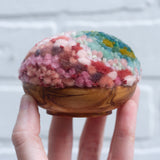 Midi Puff in Olive Wood Frame | Green + Mauve