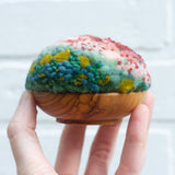 Midi Puff in Olive Wood Frame | Mauve + Green