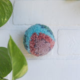 Mini Puff | Fiber Art Sculpture in Wood Frame - Mauve, Pink and Teal