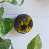 Mini Puff | Fiber Sculpture in Wood Frame - Purple, Green and Chartreuse