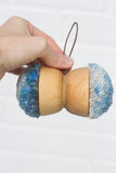 Double Mini Puff Ornament | Blue + White