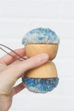 Double Mini Puff Ornament | Blue + White