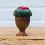Mini Puff in Vintage Teak Egg Cup | Green + Berry