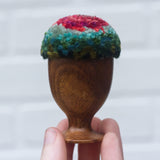 Mini Puff in Vintage Teak Egg Cup | Green + Berry