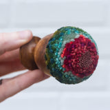 Mini Puff in Vintage Teak Egg Cup | Green + Berry