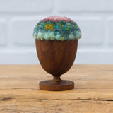 Mini Puff in Vintage Teak Egg Cup | Pink + Green