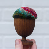 Mini Puff in Vintage Teak Egg Cup | Berry + Greens