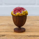 Mini Puff in Vintage Teak Egg Cup | Berry + Mustard