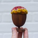 Mini Puff in Vintage Teak Egg Cup | Berry + Mustard