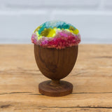 Mini Puff in Vintage Teak Egg Cup | Teal, Neon + Pink
